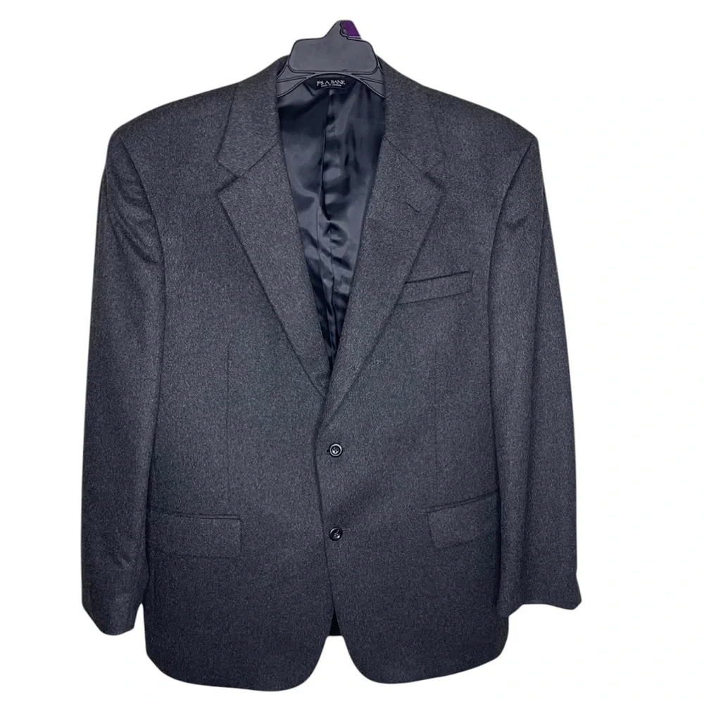 Jos A Bank Blazer Men’s 44R Gray 2 Button 100% Cashmere 2b Sport Coat Suit